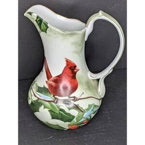 Hautman Brothers CARDINAL IN HOLLY Pitcher 10.5” 72 oz. Never Used